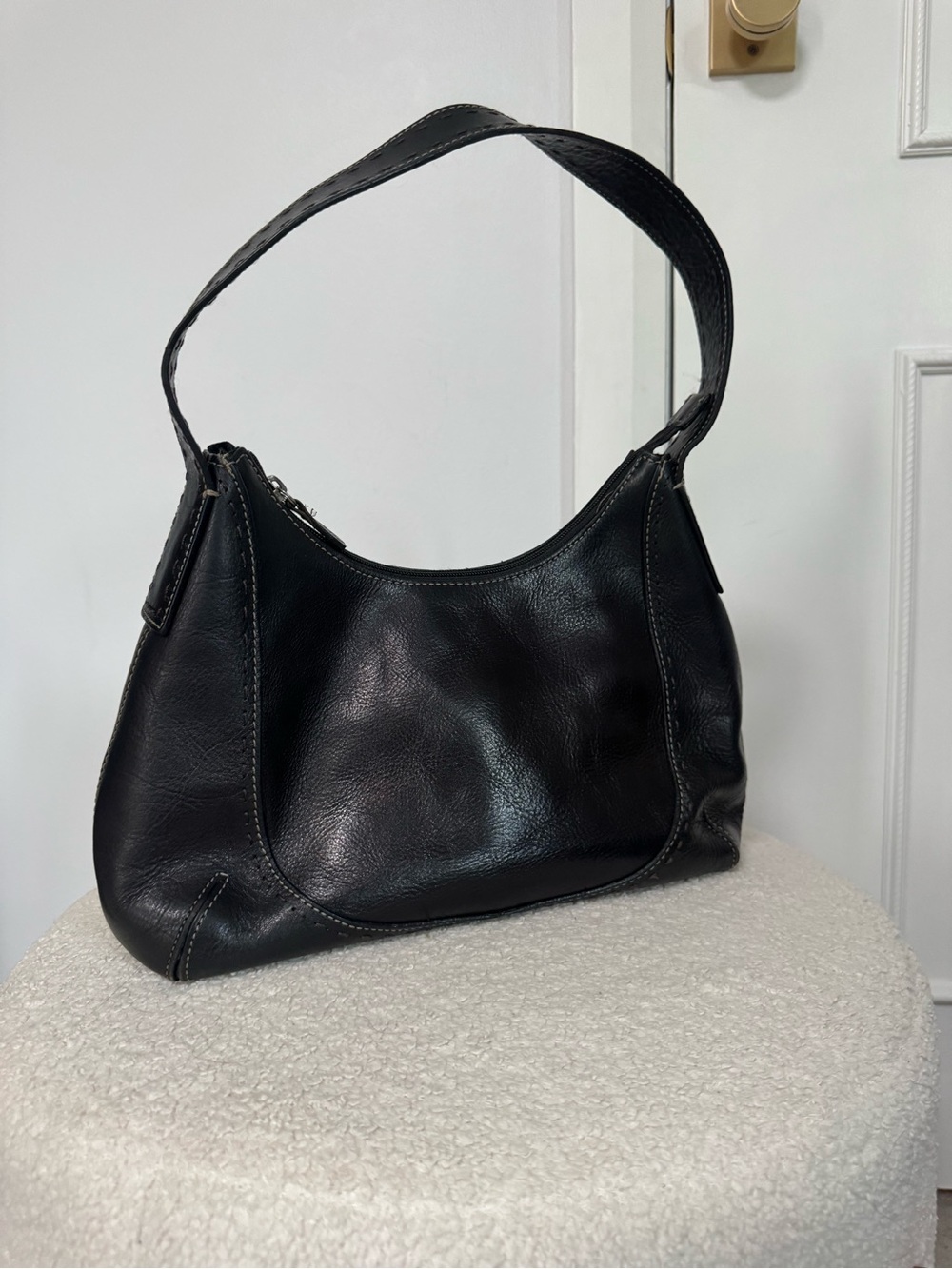 Fossil Black Leather Shoulder Hobo Bag